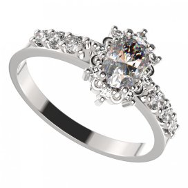 BG zlatý diamantový prsten oválný 953-Z Bílé zlato - 585 Diamant lab-grown