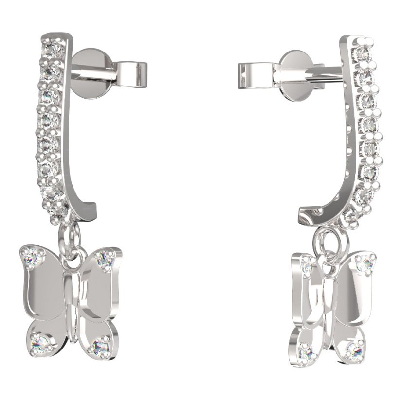 BeKid dětské náušnice motýlek 845 Bílé zlato - 585 Diamant