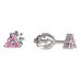 BeKid, Gold kids earrings -773 - Switching on: Screw, Metal: White gold 585, Stone: Pink cubic zircon