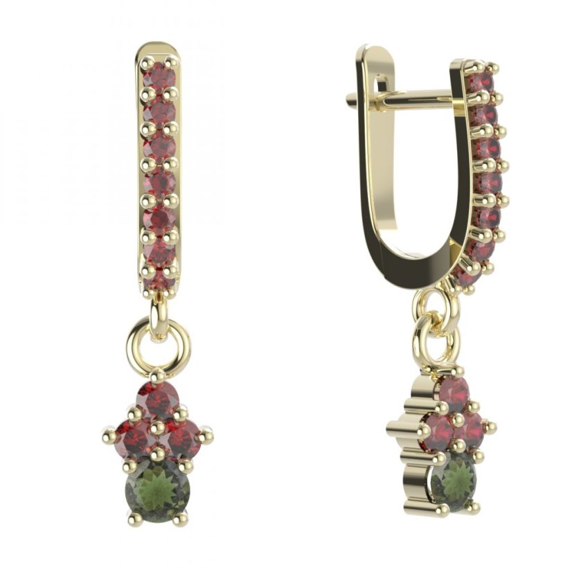 BG náušnice s přírodním granátem 159 84 Stříbro 925 - pozlacené Vltavín a granát