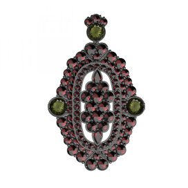 BG brož 348 Stříbro 925 - ruthenium (30-90dní) Vltavín a granát