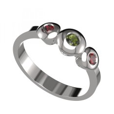 BG prsten přírodní broušený granát   739 Bílé zlato - 585 Vltavín a granát