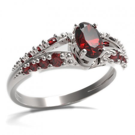 BG ring oval 477-G - Metal: Silver - gold plated 925, Stone: Moldavite and cubic zirconium