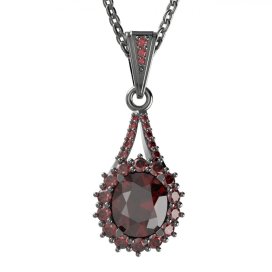 BG přívěs vsazeny kameny:český granát  977 Stříbro 925 - ruthenium (30-90dní) Granát