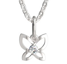 BeKid dětský přívěšek  motýlek 844 Bílé zlato - 585 Diamant