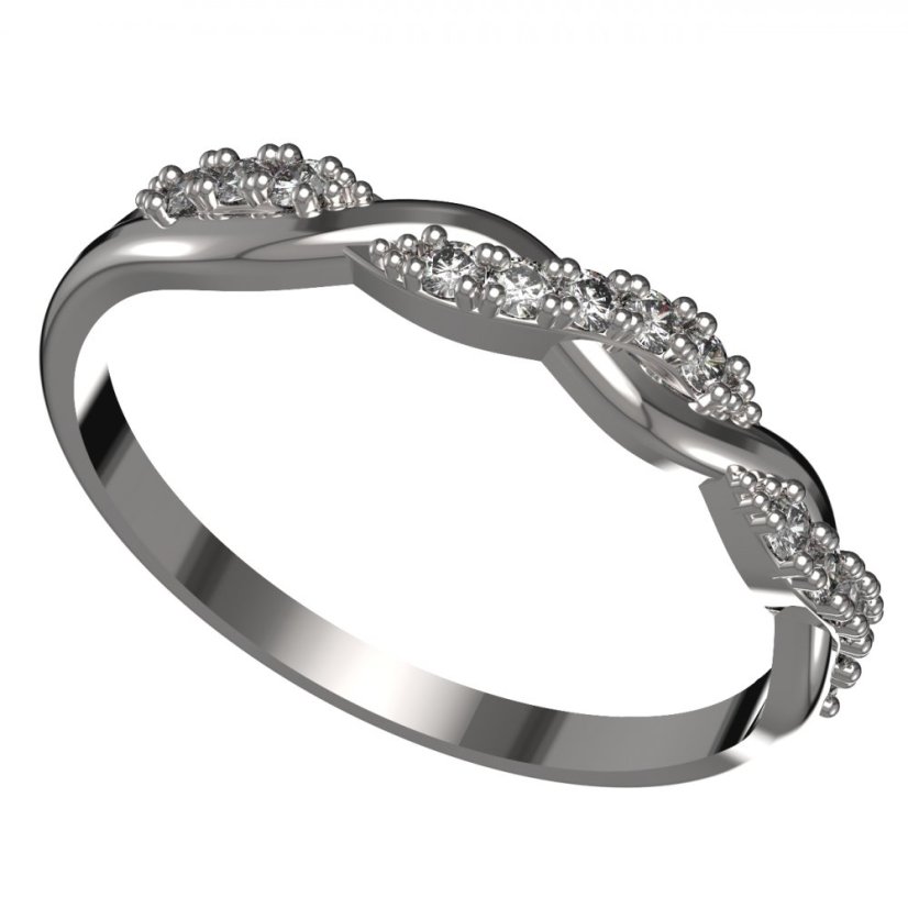 BG zlatý diamantový prstýnek 1148 /zásnubní-snubní/ Bílé zlato - 585 Diamant lab-grown