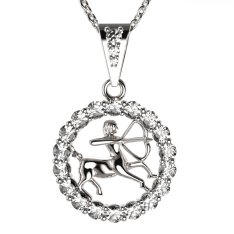 BG zlatý diamantový přívěšek Střelec 044 Bílé zlato - 585 Diamant lab-grown