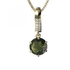 BG vltavínový přívěšek 681 Žluté zlato - 585 Vltavín a diamant