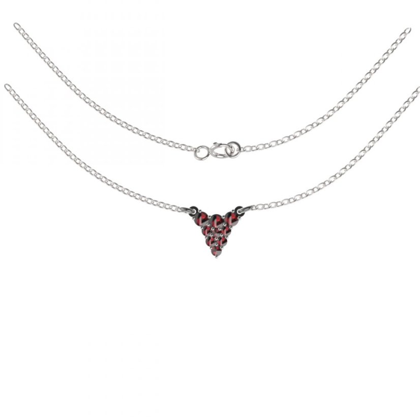 BG náhrdelník vsazený granát  172 Stříbro 925 - rhodium Granát