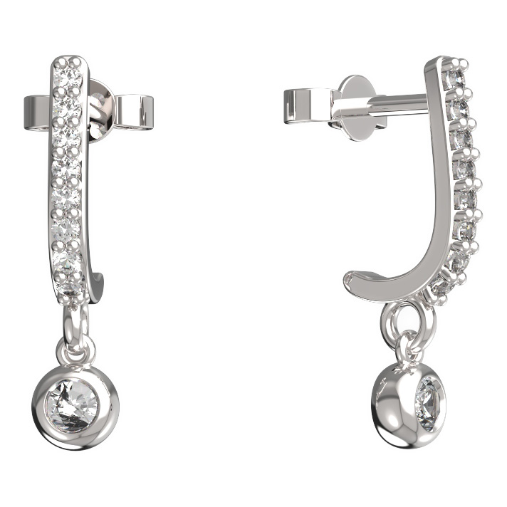 BG zlaté náušnice 101 Bílé zlato - 585 Diamant