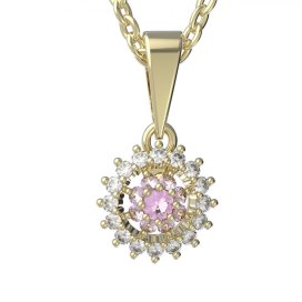 Zlatý přívěsek s růžovým zirkonem, žluté zlato 585 – 970