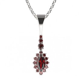 BG přívěs s centrálním oválným kamenem 504-B Stříbro 925 - rhodium Granát