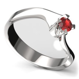 BG zlatý prstýnek 781 Bílé zlato - 585 Červený kubický zirkon