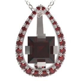 BG přívěs s centrálním čtvercovým kamenem 496-90 Stříbro 925 - rhodium Granát
