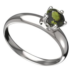 BG vltavínový prsten 875T Bílé zlato - 585 Vltavín