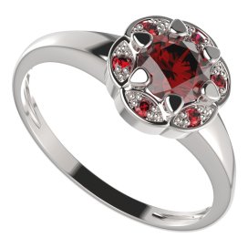 BG prsten kulatý 994-I Stříbro 925 - rhodium Granát