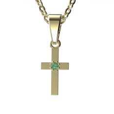 BG zlatý přívěšek křížek 239 Žluté zlato - 585 Zelený kubický zirkon