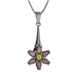 BG přívěs ve tvaru hvězdy 520-C Stříbro 925 - ruthenium (30-90dní) Vltavín a granát