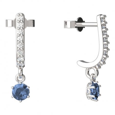 BeKid, Gold kids earrings -1293 - Switching on: Pendant hanger, Metal: White gold 585, Stone: Light blue cubic zircon