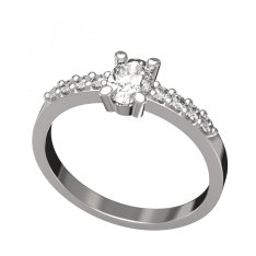 BG zlatý prstýnek 710 Bílé zlato - 585 Bílý kubický zirkon