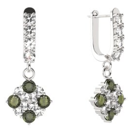 BG  náušnice 317 Stříbro 925 - rhodium Vltavín a  kubický zirkon
