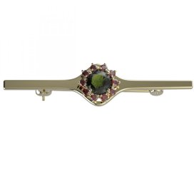 BG brož 511I Žluté zlato - 585 Vltavín a granát