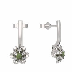 BG vltavínové náušnice 878 Bílé zlato - 585 Vltavín a diamant