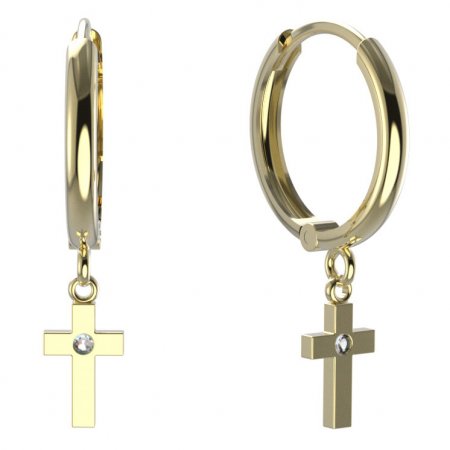 BeKid, Gold kids earrings -1105 - Switching on: Chain 9 cm, Metal: Yellow gold 585, Stone: Diamond