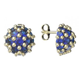 BG zlaté náušnice 992 Žluté zlato - 585 Tmavě modrý kubický zirkon
