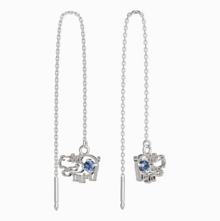 BeKid, Gold kids earrings -1188 - Switching on: Chain 9 cm, Metal: White gold 585, Stone: Light blue cubic zircon