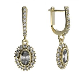 BG zlaté náušnice se zirkonem nebo diamantem 1483 Žluté zlato - 585 Bílý kubický zirkon