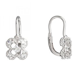 BeKid dětské náušnice čtyřlístek 830 Bílé zlato - 585 Diamant