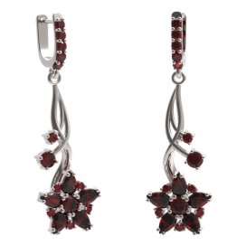 BG náušnice ve tvaru hvězdy 521-P93 Stříbro 925 - rhodium Granát