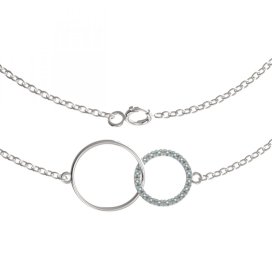 BG zlatý náhrdelník kruhy 1163 Bílé zlato - 585 Světle modrý kubický zirkon