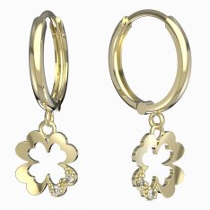 BG zlaté náušnice čtyřlístek 1171 Žluté zlato - 585 Diamant