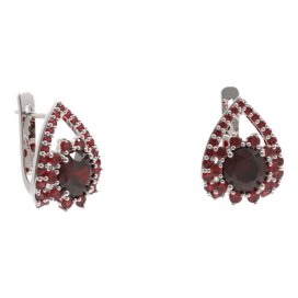 BG náušnice kruhováho tvaru 511-90 Stříbro 925 - rhodium Granát