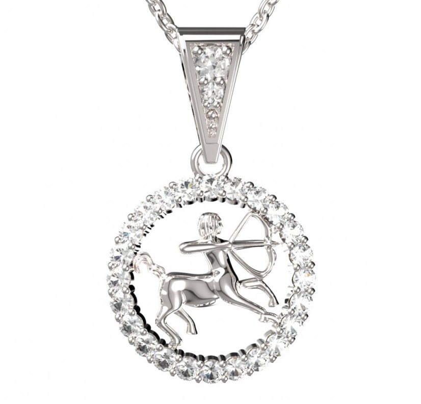 BG zlatý přívěšek Střelec 052 Bílé zlato - 585 Diamant