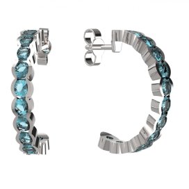 BG zlaté náušnice 458 Bílé zlato - 585 Světle modrý kubický zirkon