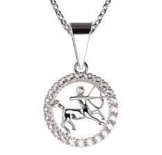 BG zlatý diamantový přívěšek Střelec 052 Bílé zlato - 585 Diamant lab-grown