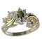 BG prsten s oválným kamenem 627-P - Kov: Pozlacené stříbro 925, Kámen: Vltavín a  kubický zirkon