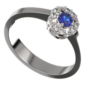 BG zlatý prstýnek 764 Bílé zlato - 585 Tmavě modrý kubický zirkon