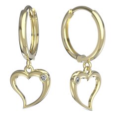 Bg náušnice srdíčko 1268 Žluté zlato - 585 Bílý kubický zirkon