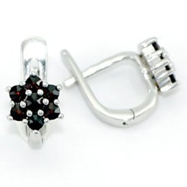 BG náušnice vsazený český granát 362 Bílé zlato - 585 Granát