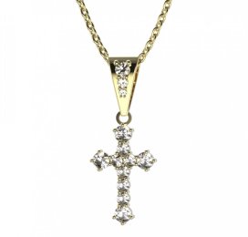 BG zlatý přívěšek křížek 256 Žluté zlato - 585 Diamant