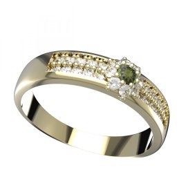 BG vltavínový prsten 886F Žluté zlato - 585 Vltavín a diamant