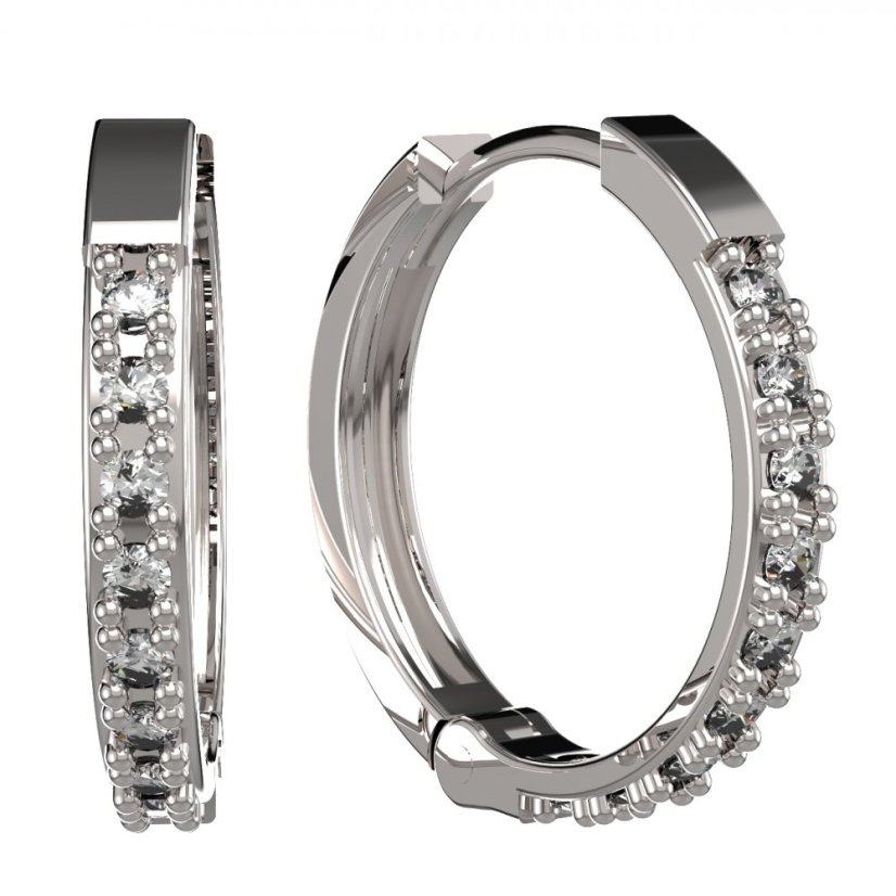 BG zlaté náušnice 1287 kruhy Bílé zlato - 585 Diamant