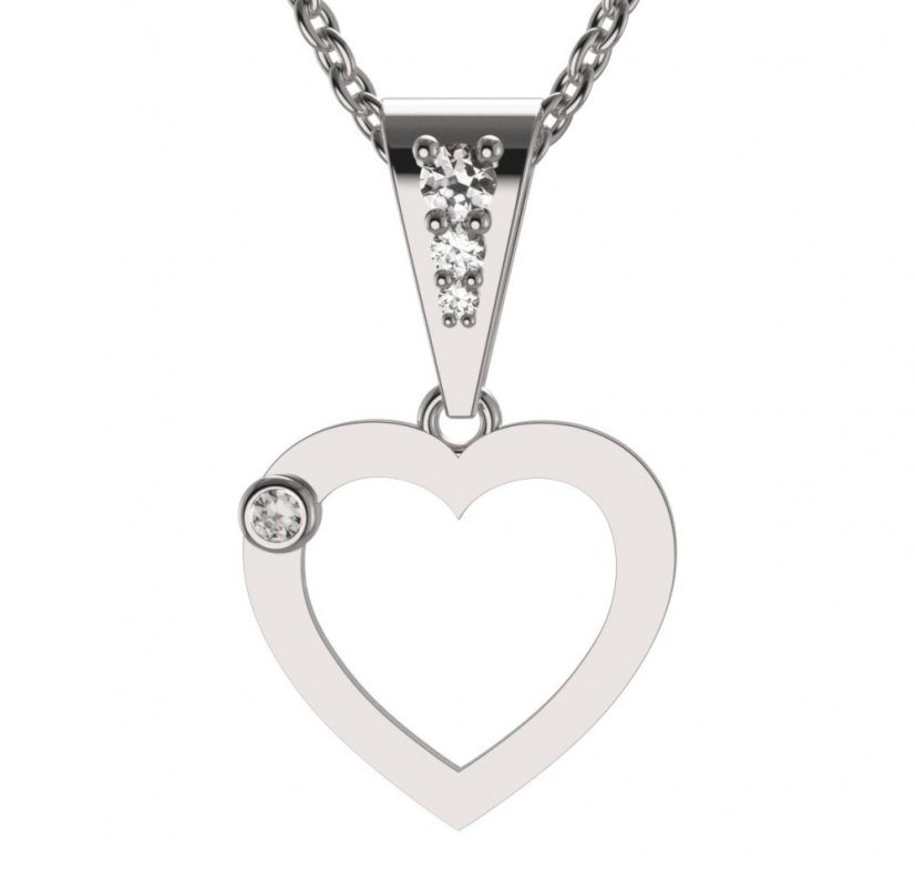 BG zlatý přívěšek srdíčko 1551 Bílé zlato - 585 Diamant