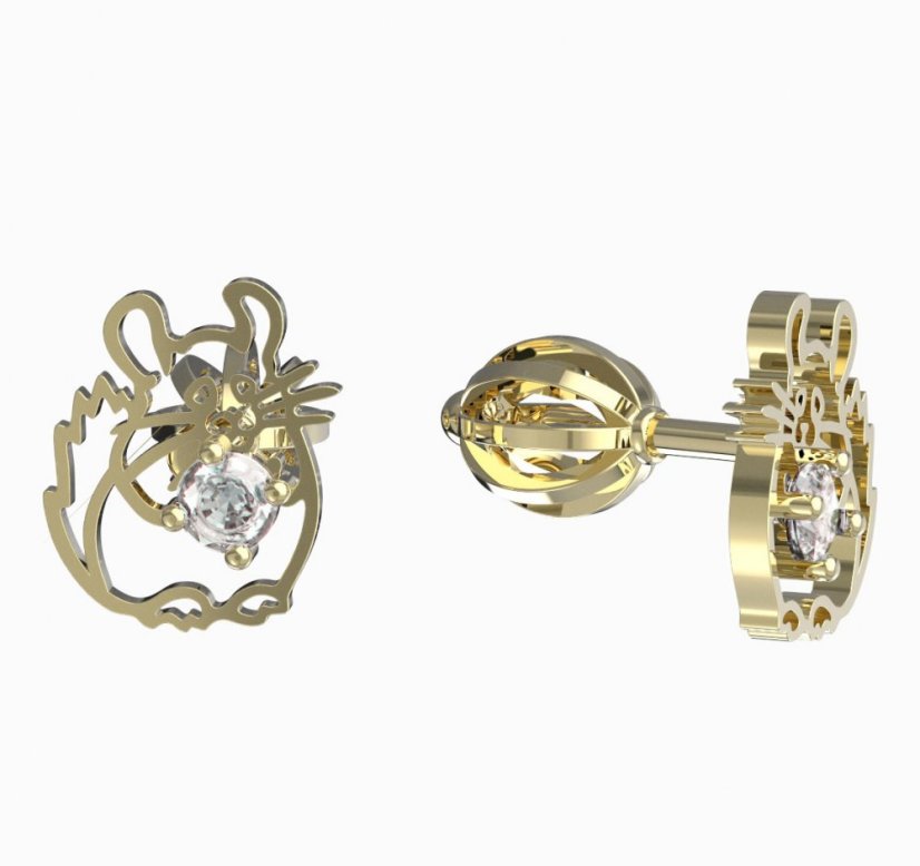 BeKid dětské náušnice činčila 1192 Žluté zlato - 585 Diamant