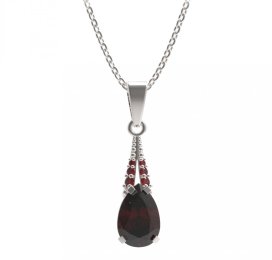 BG přívěs s centrálním kapkovitým kamenem 494-G Stříbro 925 - rhodium Granát