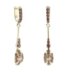 BG náušnice s přírodní perlou 537-B94 Stříbro 925 - pozlacené Granát a perla